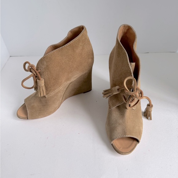 Dsquared2 Beige Suede Peep Toe Lace Up Booties EU 39 - Picture 1 of 15